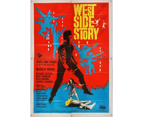 West Side Story (R-1960's) Italian two panel film poster, artwork by Nano, folded, 55 x 78 inches. 