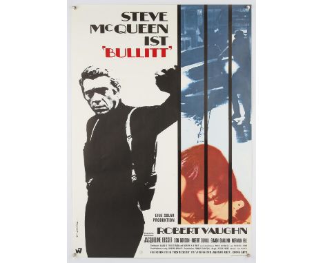 Bullitt (1968) German film poster, starring Steve McQueen, rolled, 23 x 33 inches. Condition Report:  First release. In very 