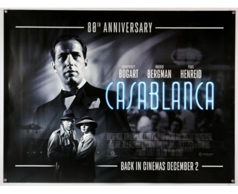 Casablanca (R-2022) British Quad 80th Anniversary film poster, BFI release, rolled, 30 x 40 inches. 
