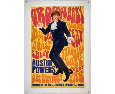 Austin Powers (1997) One Sheet film poster, linen-backed, 27 x 41 inches. 