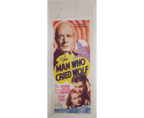 The Man Who Cried Wolf (R-1940's) Australian Daybill film poster, folded, 13 x 30 inches. 