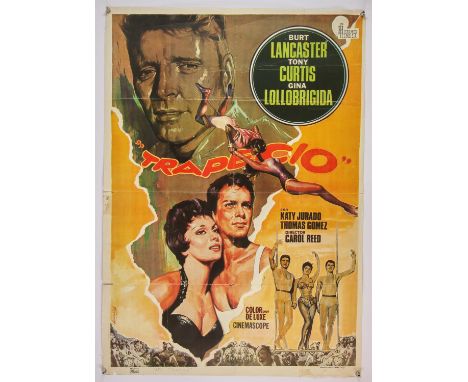 Trapeze (R-1974) Spanish One Sheet film poster, artwork by Hermida, folded, 27 x 39 inches. 