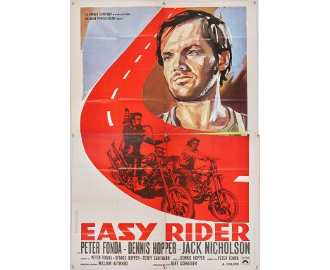 Easy Rider (R-1970's) Italian two panel film poster, folded, 55 x 78 inches. 