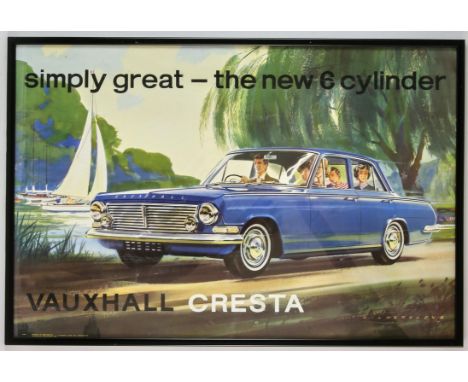 Vauxhall Cresta - Vintage advertising poster, circa 1960, artwork by Gildersleve, printed in England, framed and glazed, appr