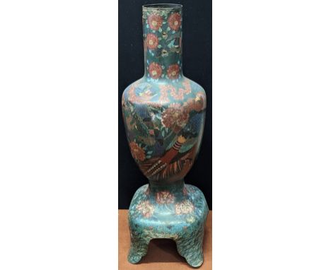 Large East Asian metal enamel vase, H 105 cm