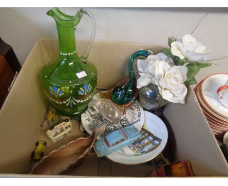 Victorian green glass ewer, Wade Tortoise and assorted bygones