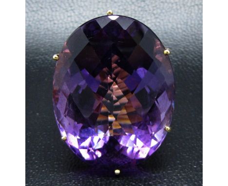 Huge Bespoke 67ct Uruguayan Amethyst & Diamond 18ct Gold Ring Size N 1/2, Rocks & Co Collection Ring 67.39ct in superb condit