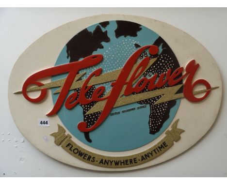 Vintage Teleflower British Teleflower Service advertising sign Oval with cream back