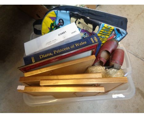Pr. Of Vintage Childs Red Leather shoes and a collection of bygones