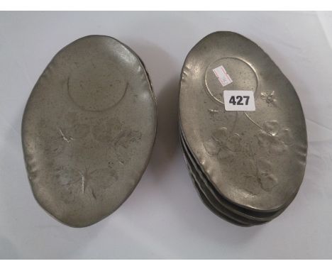 Collection of Kayserzinn 4208 Pewter Trinket dishes with Floral decoration
