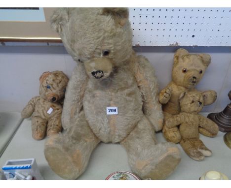 1930s Mohair jointed teddy and 3 other Vintage teddies