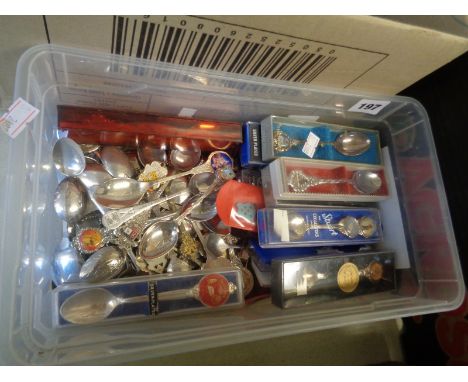 Box of Vintage Silver and Silverplated souvenir spoons