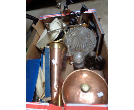 Copper Hunting Horn, Oak cased Wall barometer and assorted bygones