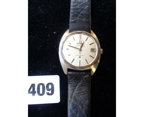 Gents Omega Automatic Chronometer Constellation in stainless Steel case and Black leather strap, Serviced 2005 Estimated £200