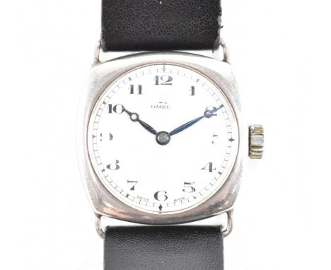 A 1930S 935 silver Omega wrist watch. The watch having&nbsp; Arabic numerals to a white enamel dial. Silver mark to interior 