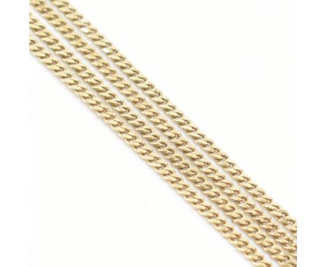 A 14ct yellow gold curb link chain. The chain comprised of fine flat curb links united by a spring ring clasp, marked 585. To