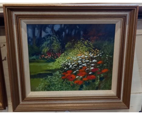 Norman Battershill, 'Summer Garden', oil on board, signed, inscribed verso, 23.5cm by 29cm