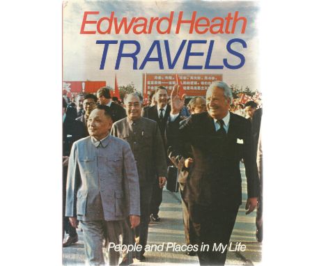 Edward Heath Hardback Book Travels - People and Places in my Life signed by the Author on the First Page some ageing tears to