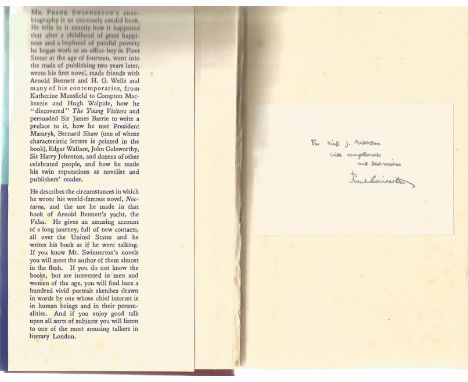 Frank Swinnerton Hardback Book An Autobiography 1937 signed by the Author on the First Page some Foxing and tears to dust cov