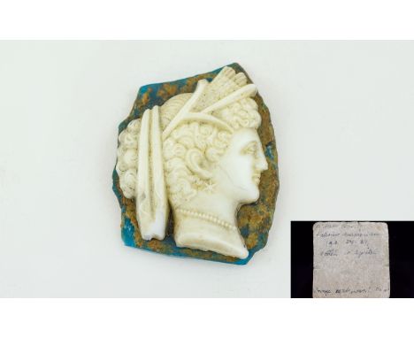 Roman - Bone Cameo Portrait of a Roman Noble Woman. AD 305 - 311 From The Ancient Roman City of Aquileia At The Head of The A