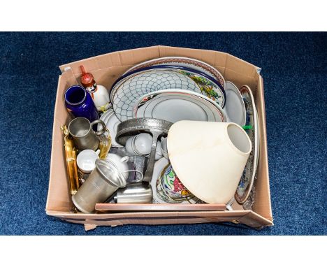 A Mixed Collection Of Ceramics And Pewter A large box containing over 20 items to include various cabinet plates, decorative 
