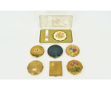 A Collection Of Vintage Kigu Compacts And Boxed Gift Set Seven items in total to include, 1960's boxed set by Kigu in very go