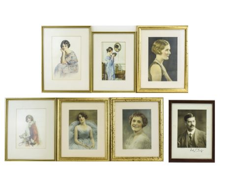 A Collection Of Framed 1920's And Edwardian Prints And Tinted Photos Seven items in total, all framed under glass to include 