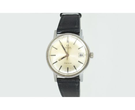 Gents Omega Automatic Wristwatch, Silvered Dial, Baton Numerals, Centre Seconds With Date Aperture, 35mm Stainless Steel Case