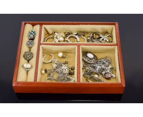 A Good Collection Of Vintage Costume And Silver Jewellery. Comprises Earrings, Stone Set Rings, Brooches, Pendants, Studs, Ch