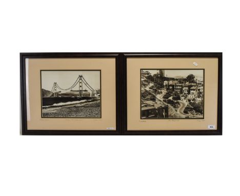 Americana Interest Two Vintage Photographic Images Of San Francisco Each framed and mounted under glass, two black and white 