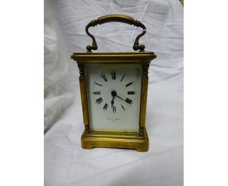 MAPPIN AND WEBB BRASS CARRIAGE CLOCK 14.5CM APPROX