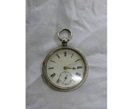 HM LONDON SILVER CASED POCKETWATCH BY COVENTRY MAKER H.J. NORRIS NO. 37745 WITH ROMAN NUMERALS ON A WHITE ENAMEL FACE WITH SU
