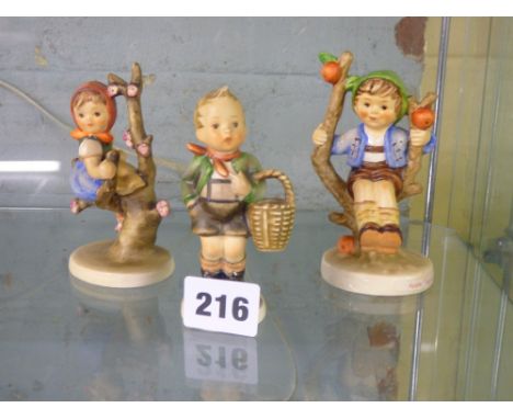 THREE M.J. HUMMEL FIGURES APPLE TREE BOY/GIRL