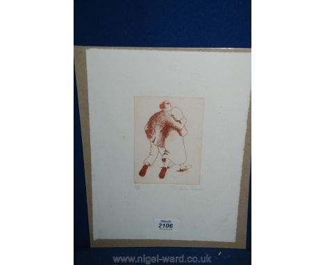 A Lithograph of Couple Walking by Swiss Artist: Michele Lehman