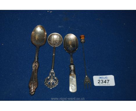 A Silver pickle fork, jam spoon, etc.