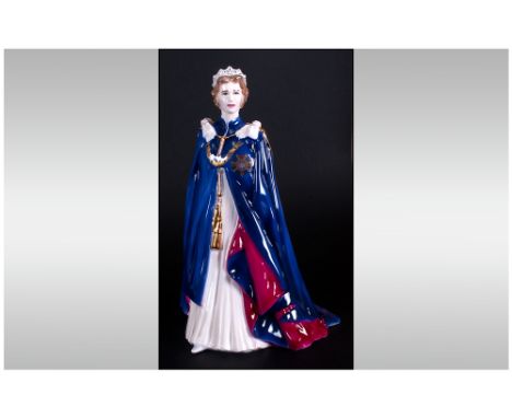 Royal Worcester Ltd and Numbered Edition Hand Painted Porcelain Figure ' Queen Elizabeth II ' Golden Jubilee Collection, No 4
