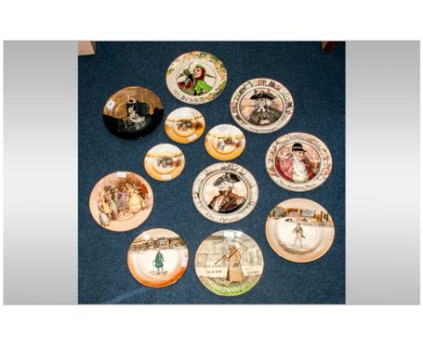 Collection Of 12 Royal Doulton Series Ware Plates, Comprising Mr Micawber, Dick Swiveller, D6278 The Admiral, The Hunting Man