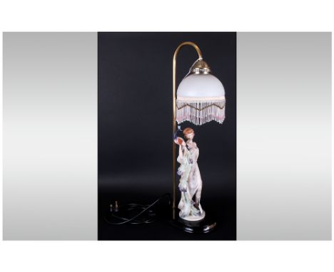 A Stylish 20th Century Hand Finished and Painted Figural Table Lamp, From The Juliana Collection, 1920 Style. Excellent Condi