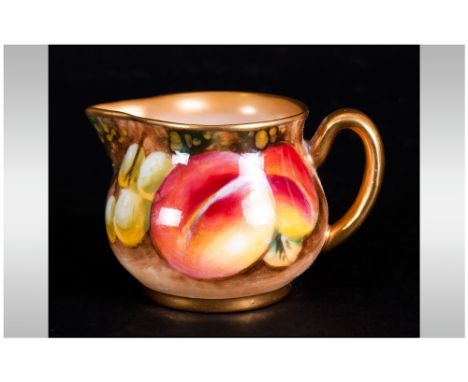 Royal Worcester Fruit Painted (Grapes And Peaches) Miniature Jug, Height 33mm.