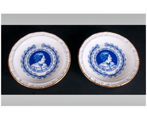 Royal Doulton Pair Of Coasters The Rt. Hon. Mrs Thatcher, First British Woman Prime Minister