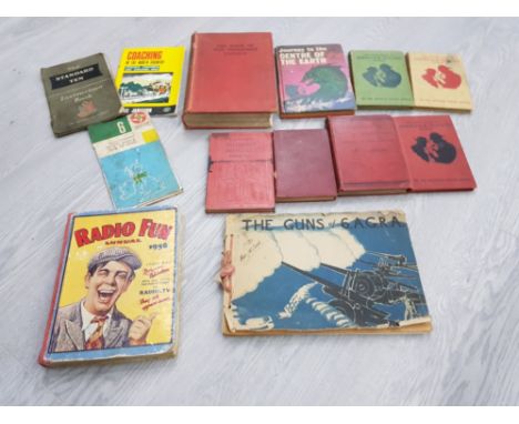 VINTAGE BOOKS TO INCLUDE JOURNEY TO THE CENTRE OF THE EARTH SHERLOCK HOLMES RADIO FUN ANNUAL THE GUNS OF 6 A G R A ETC