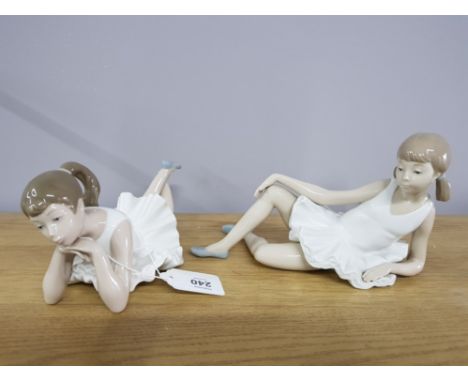 2 NAO BY LLADRO BALLERINA COLLECTIVE FIGURES INCLUDING PENSIVE BALLET AND RECLINING BALLERINA