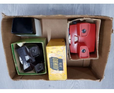 3D VIEW MASTER PLUS 6 REELS, 3D BAKELITE VIEW MASTER PLUS 6 REELS, AGFA COLOUR SLIDE VIEWER  AND HALINA HAND PROJECTOR