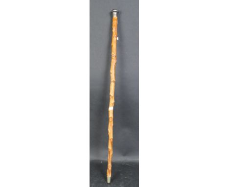 A 19th century silver and enamel topped Channel Island cabbage stick / walking stick inset with enamelled armorial coat of ar