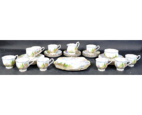 A vintage 20th century Royal Albert 'Kentish Rookery' bone china twelve piece tea service. The service to include teacups, sa