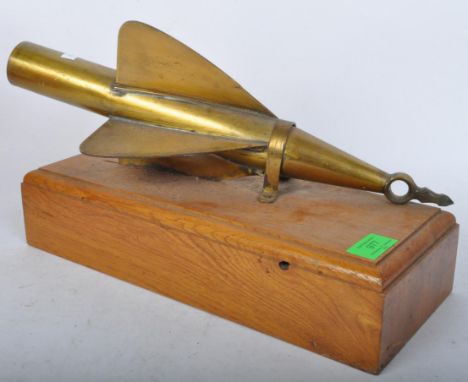 Marine interest. A vintage 20th Century T W Cherub 248 brass ship log rotator, mounted on an oak block base. Measures approx.