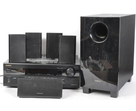 A vintage 20th Century Onkyo 5.1 surround system model SKW 338. Including five speakers; two front left and right, two rear l
