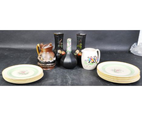A Pountney of Bristol ' Cosy ' Teapot in the Japanese taste together with a pair of 19th century vases RD No 769201, set of N