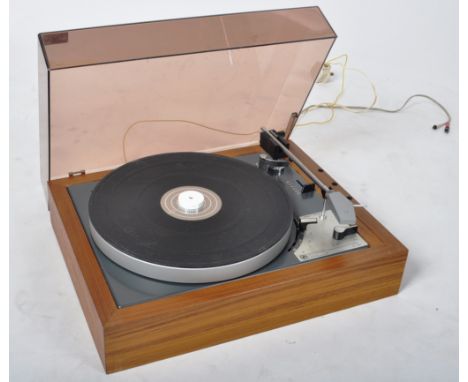 Goldring Lenco - Model GL 69 - A mono&nbsp;transcription turntable record player having a smokie perspex hinged cover set wit