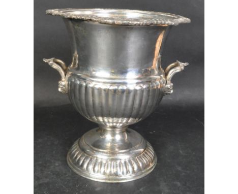 Henry Wilkinson &amp; Co - A large 19th century Victorian era silver plated wine cooler. The wine bucket having twin handles 